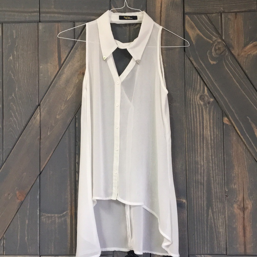 Sleeveless high low top